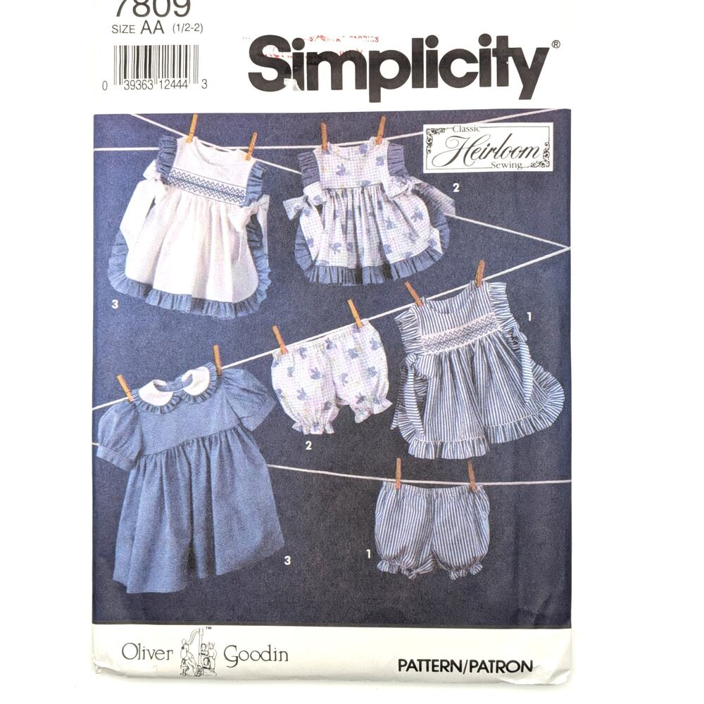 SIMPLICITY 7809 Toddler Dress Panties Sewing Pattern Heirloom 1/2-2 UNCUT FF